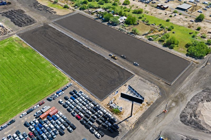 Aerial view of the Gilbert Yards 12-lot subdivision